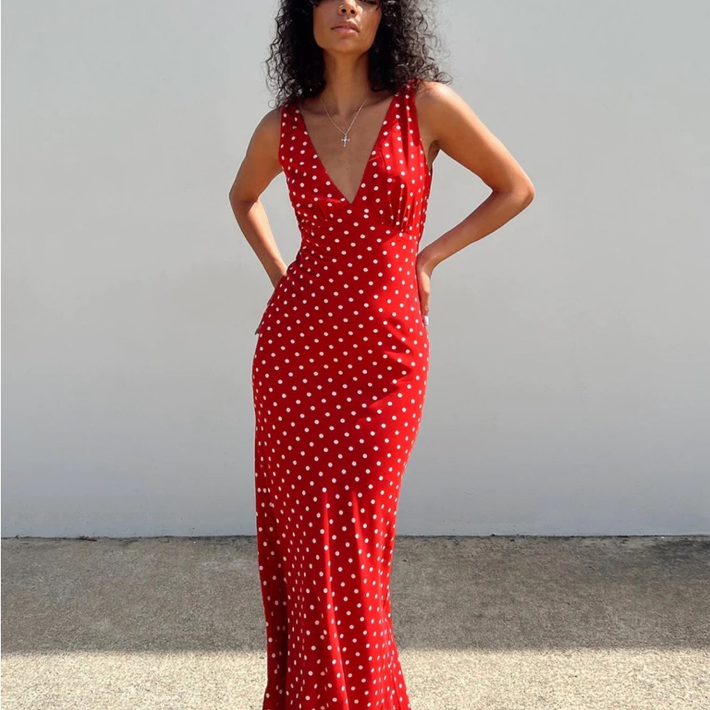 Princess Polly Red Polka Dot Maxi Dress